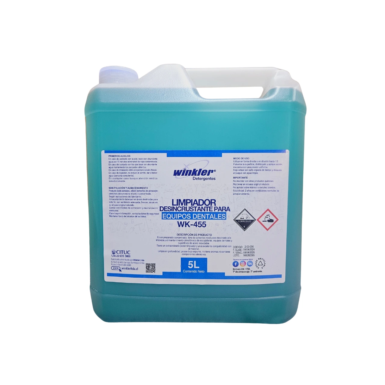Limpiador Desincrustante para Equipo Dental - WK-455 - 5 Litros