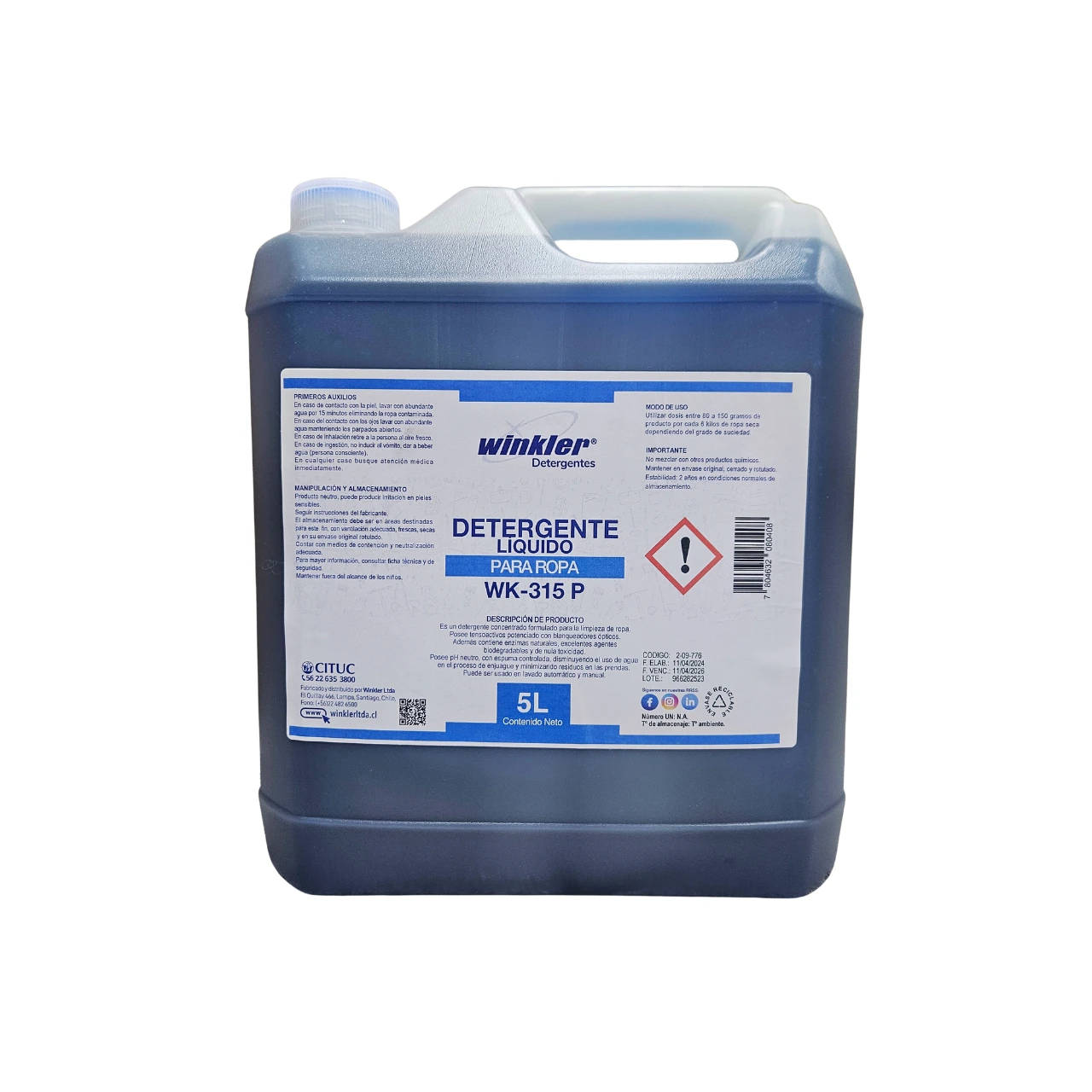Detergente de Ropa Penta Enzimatico - WK-315 Plus - 5 Litros