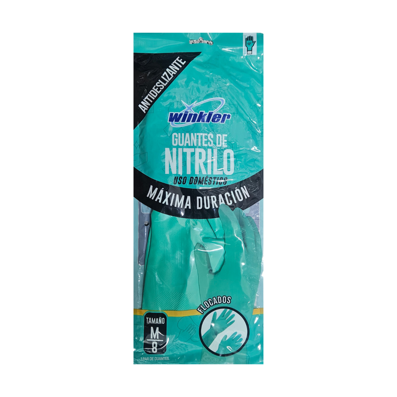 Guantes Nitrilo Verde Flocado 13" Un PAR - Winkler